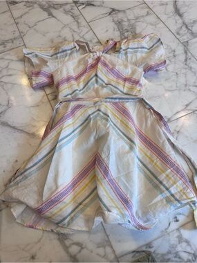 Reiss 10-11Y Girls White Multi-Stripe Summer Dress